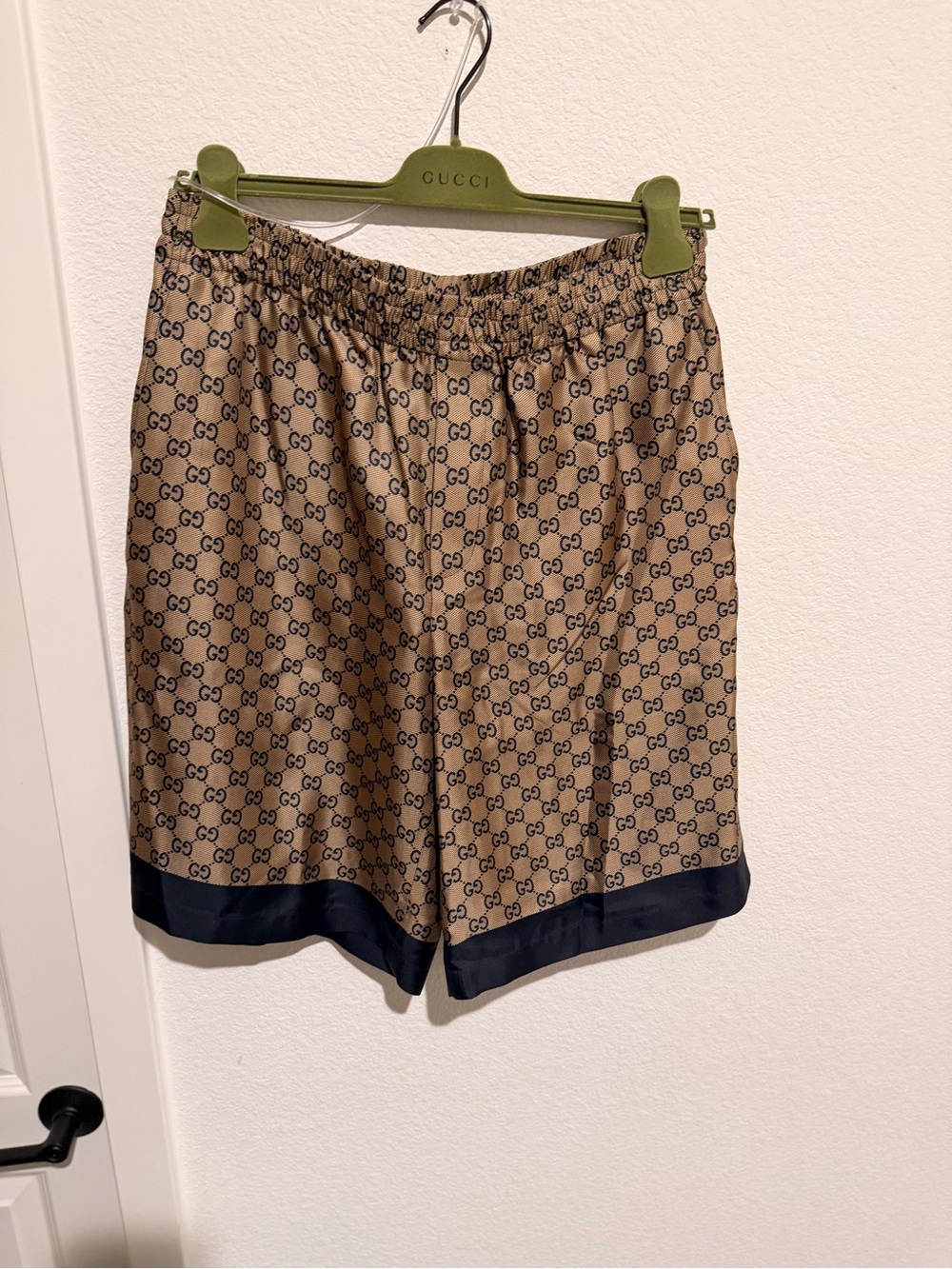 Gucci Tan/Brown GG-Logo Shorts with Black Trim